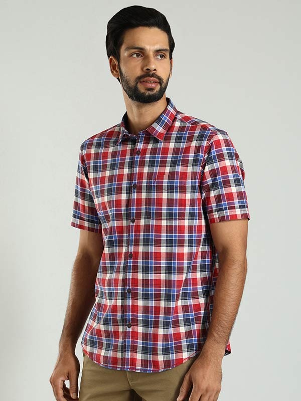 Indian Terrain Men's Regular Fit Half Sleeve Checkered Multicolor Shirt